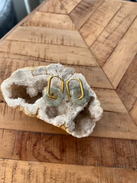 Créoles Fleurs Labradorite (rondes ou ovales)