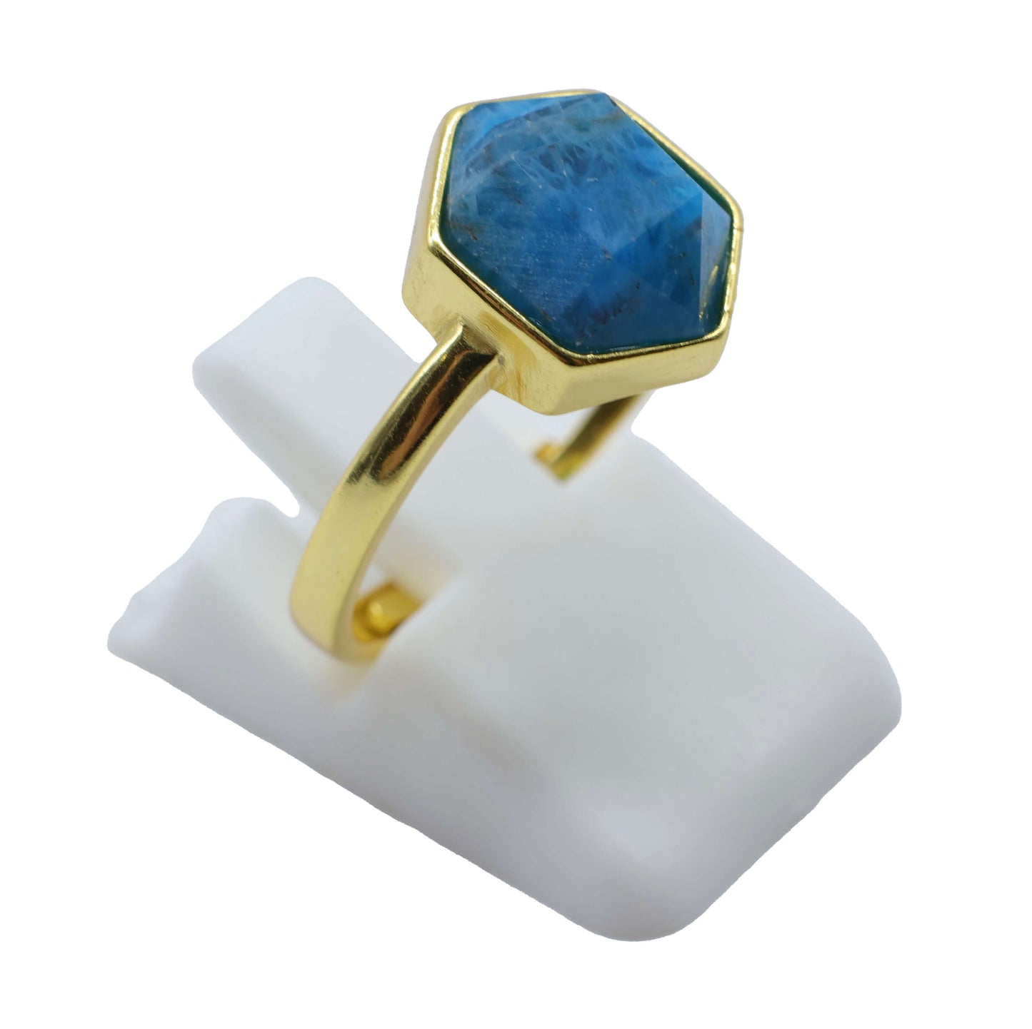 Bague Hexagonale Argent 925 Plaquée Or