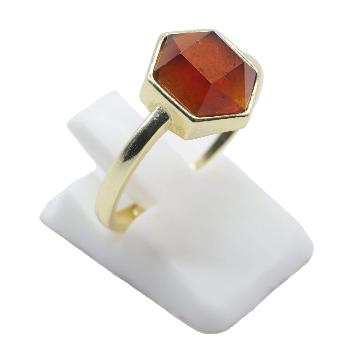 Bague Hexagonale Argent 925 Plaquée Or