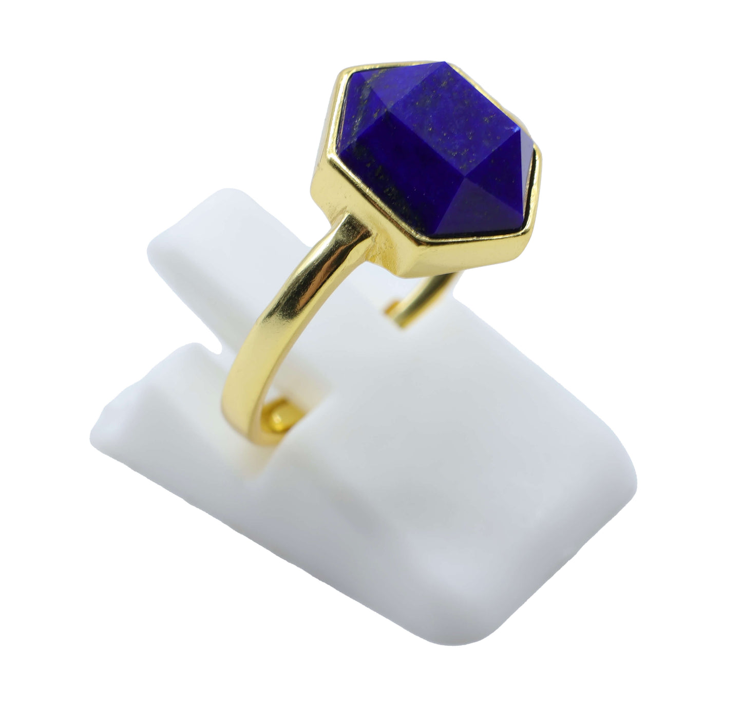 Bague Hexagonale Argent 925 Plaquée Or