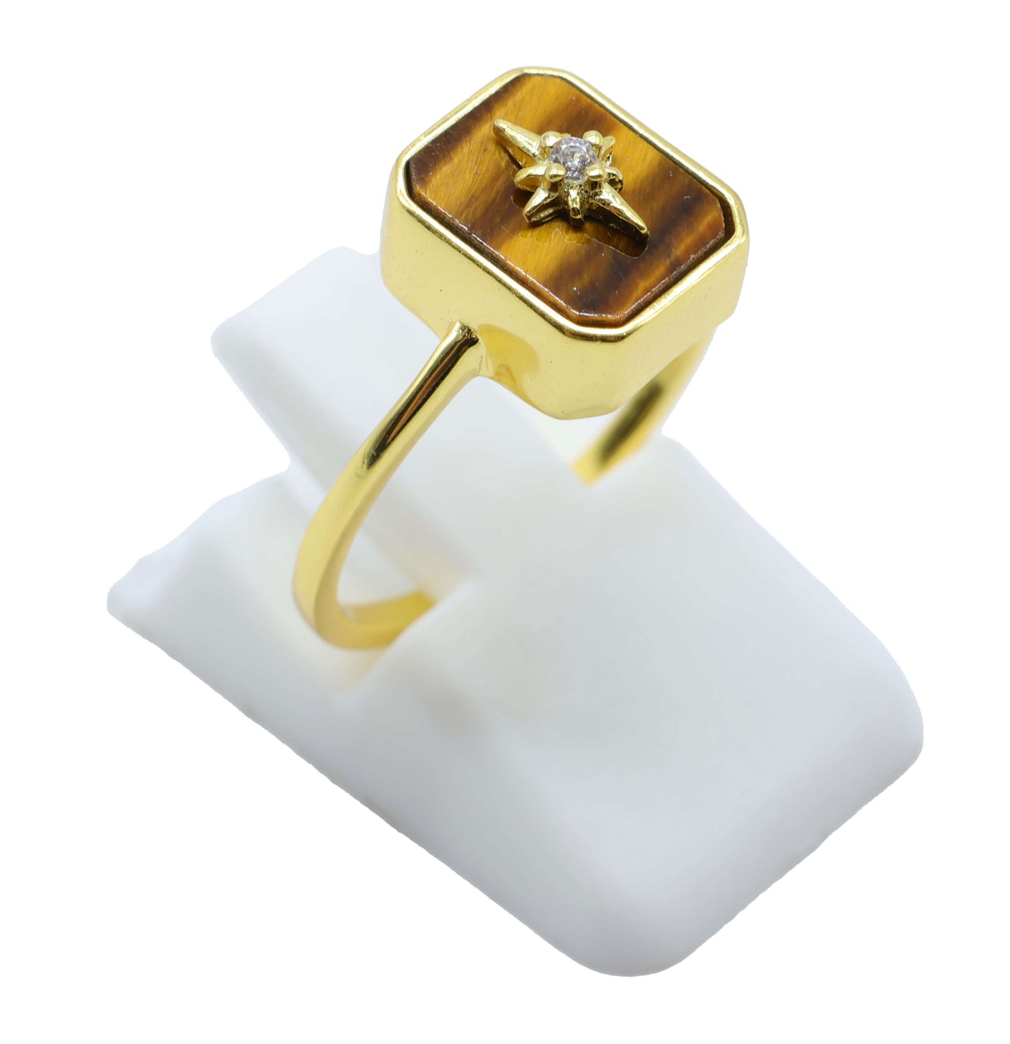 Bague Rectangle Charm Argent 925 Plaquée Or