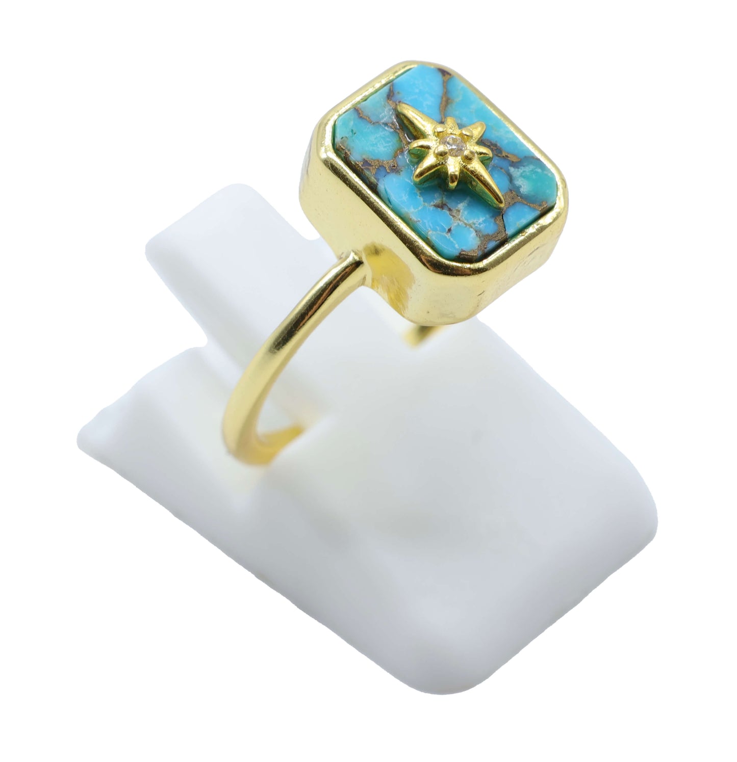 Bague Rectangle Charm Argent 925 Plaquée Or