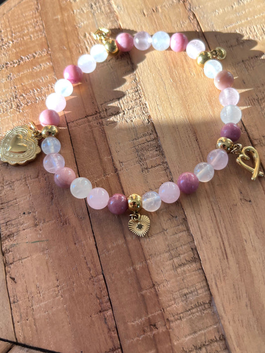 Bracelet breloques cœur dorées