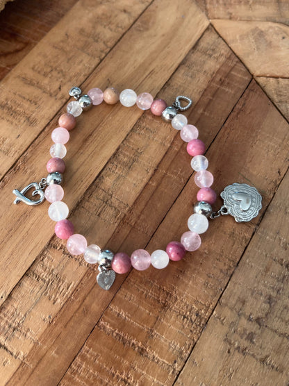 Bracelet breloques cœur argentées