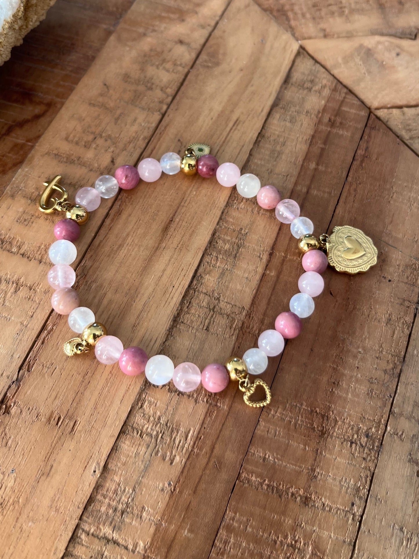 Bracelet breloques cœur dorées