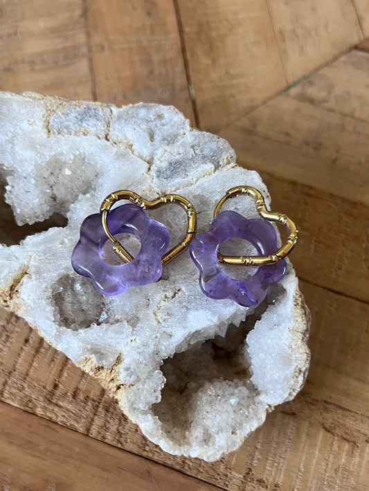 Créoles Cœur Améthyste