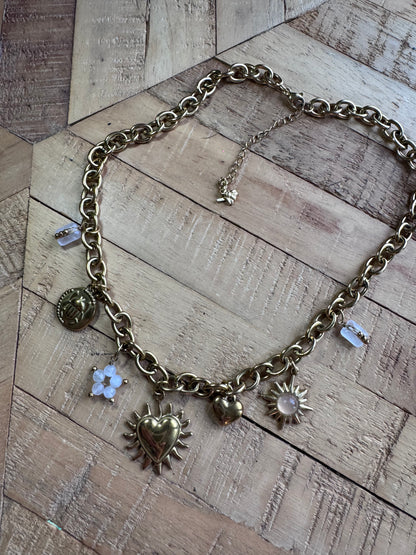 Collier Breloques Quartz rose