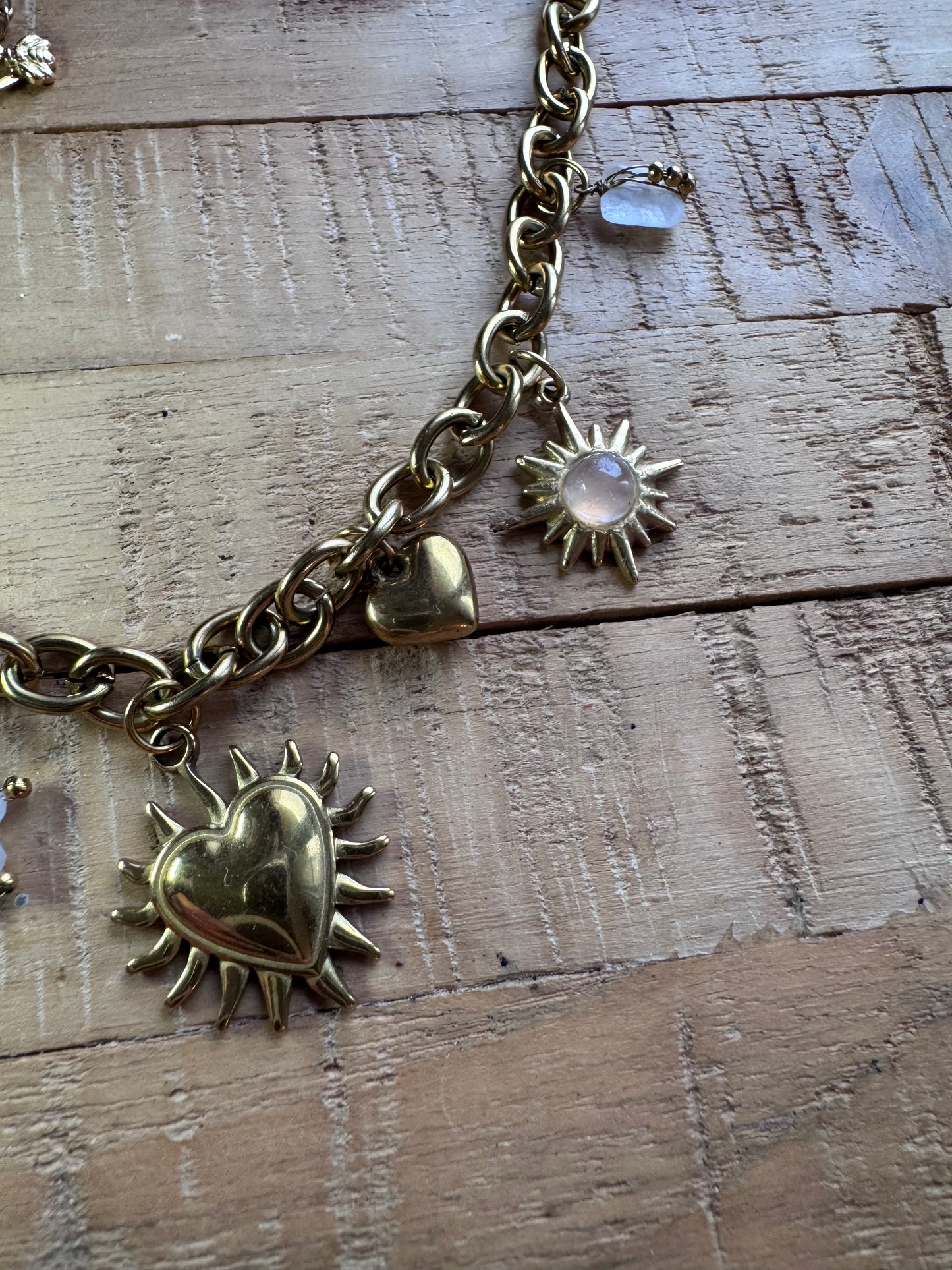 Collier Breloques Quartz rose