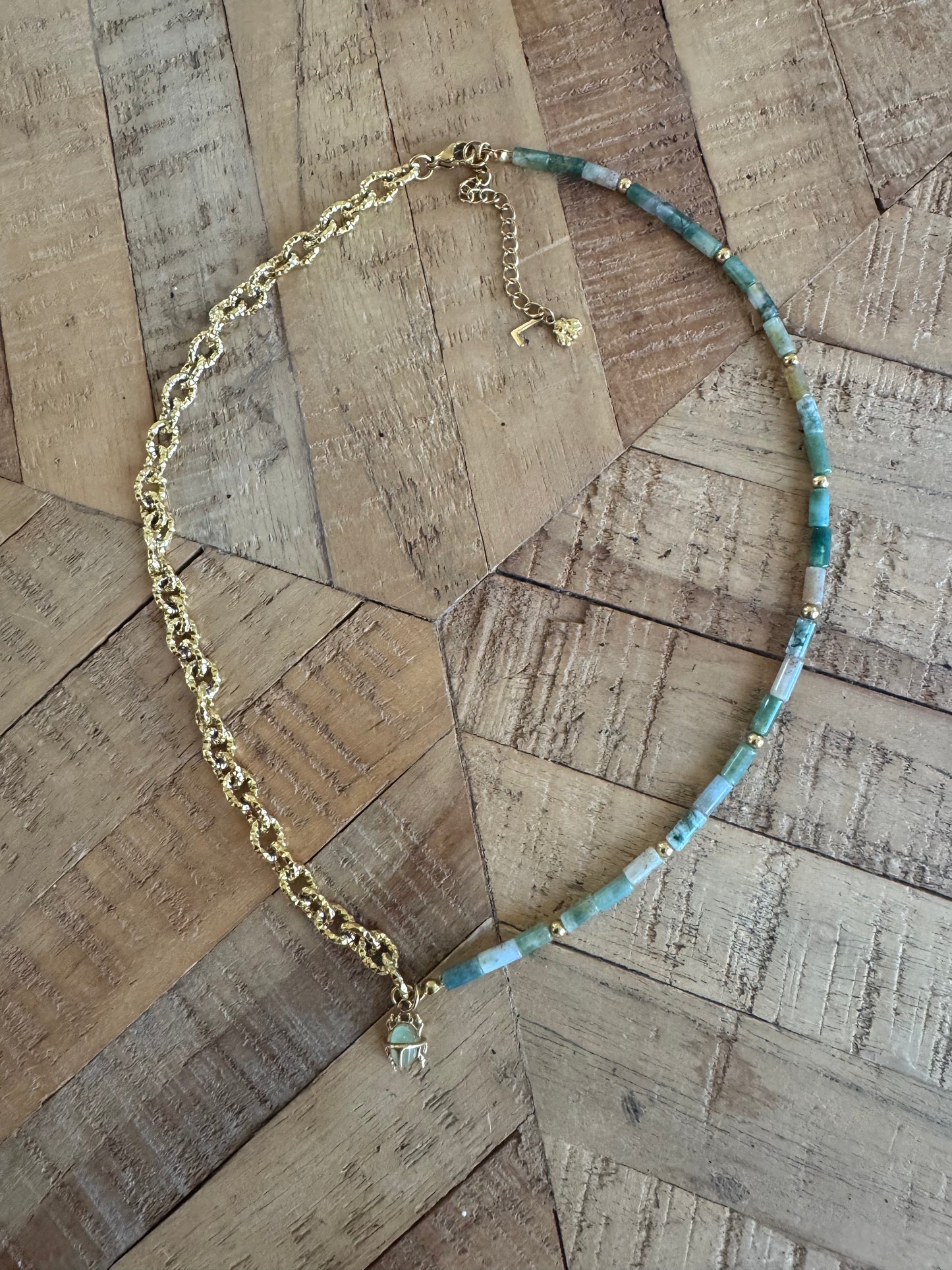 Collier Ankhéa Agate Indienne et Aventurine verte
