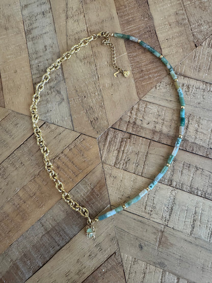 Collier Ankhéa Agate Indienne et Aventurine verte