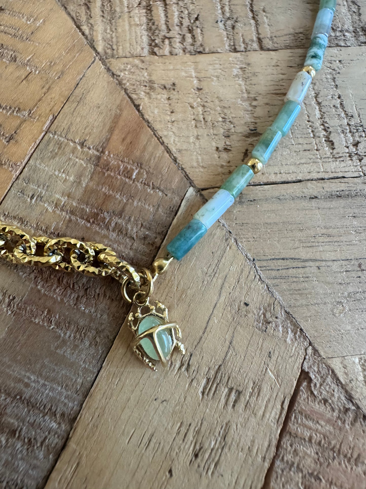 Collier Ankhéa Agate Indienne et Aventurine verte