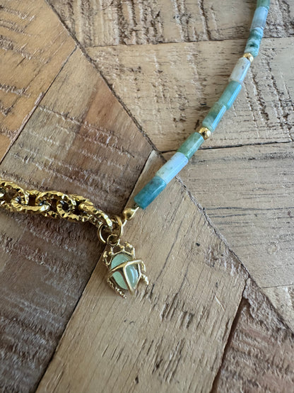 Collier Ankhéa Agate Indienne et Aventurine verte
