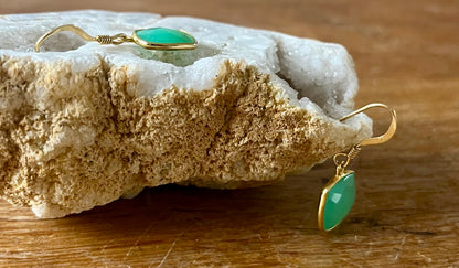 Dormeuses Chrysoprase facettée Argent 925 plaquée Or