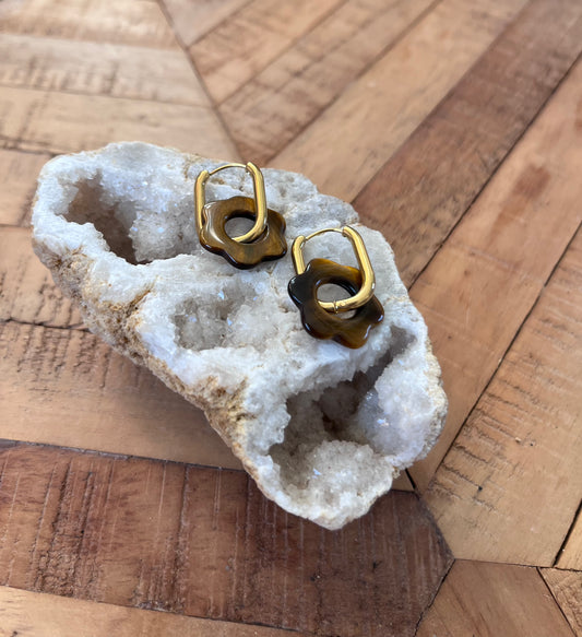 Créoles Fleurs Oeil de Tigre (rondes ou ovales)