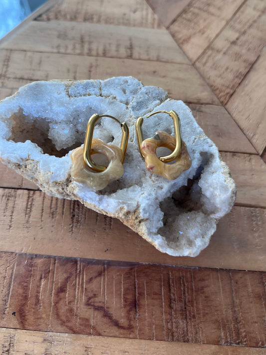 Créoles Fleurs Agate Crazy Lace (rondes ou ovales)
