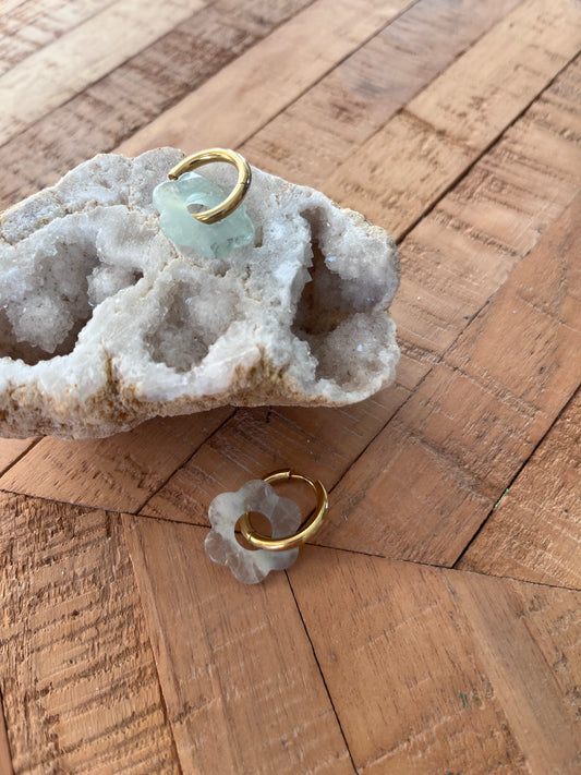 Créoles Fleurs Fluorite Multicolore (rondes ou ovales)