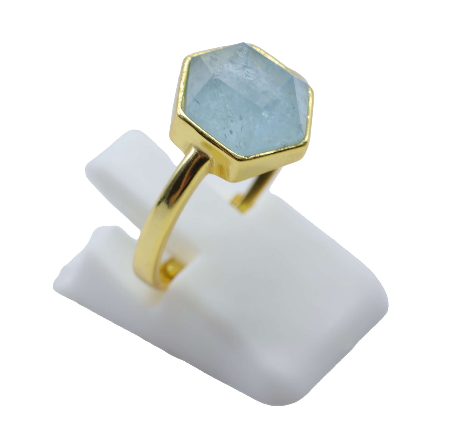 Bague Hexagonale Argent 925 Plaquée Or