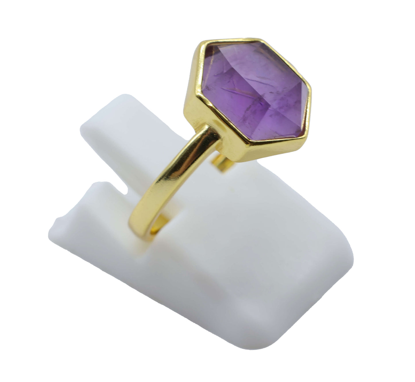 Bague Hexagonale Argent 925 Plaquée Or