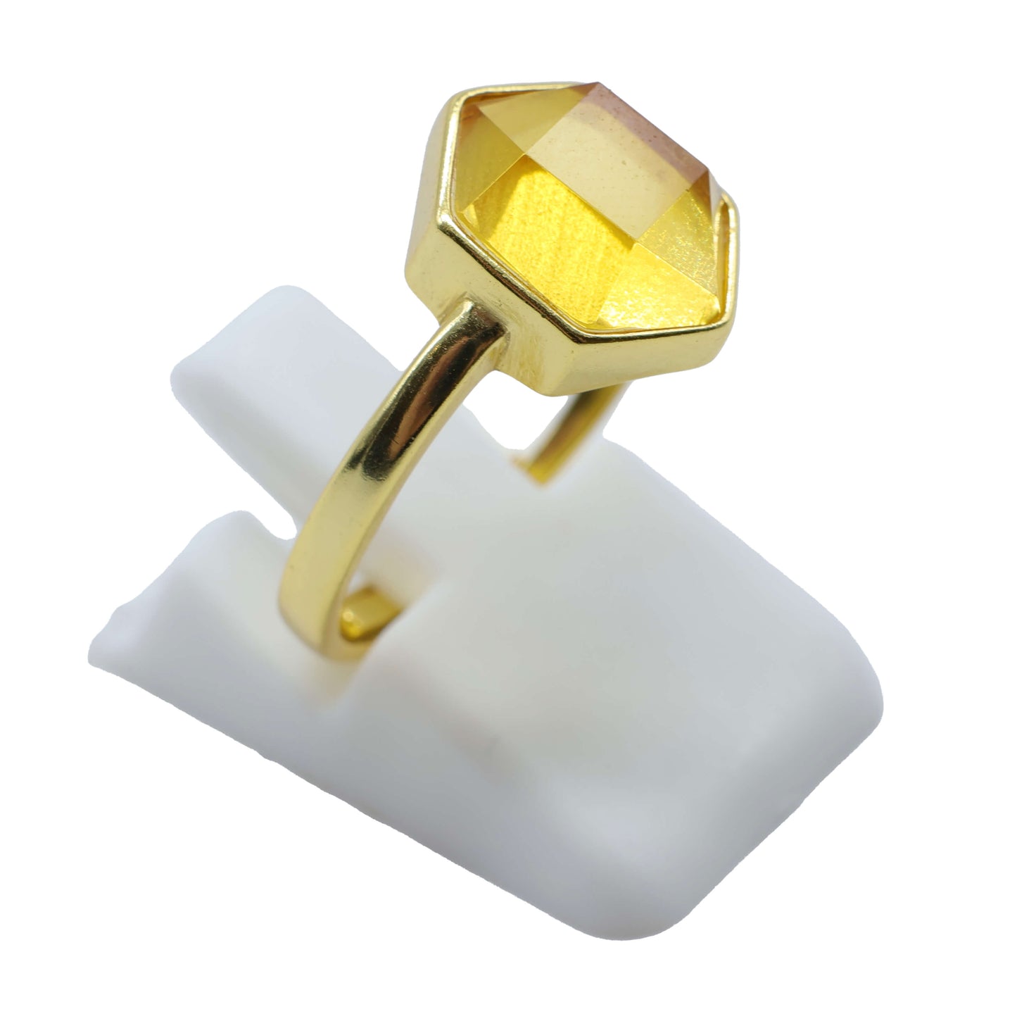 Bague Hexagonale Argent 925 Plaquée Or