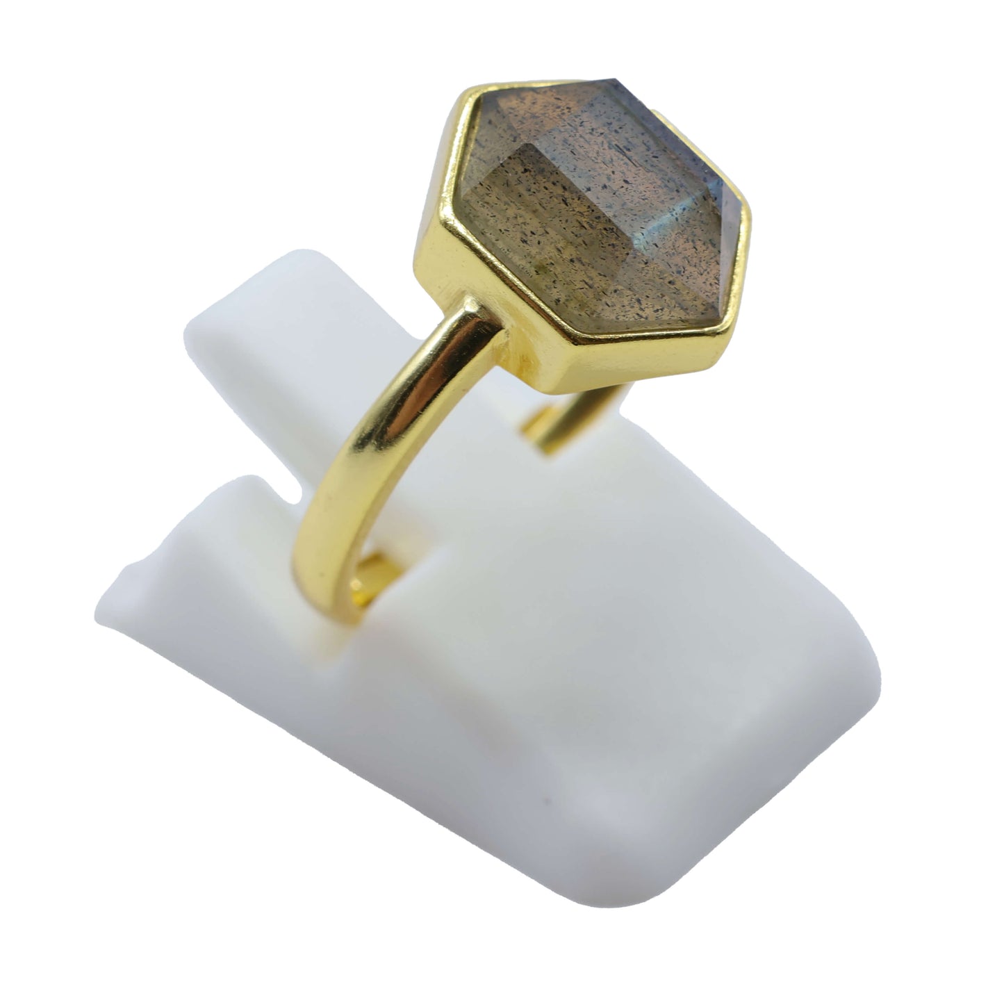 Bague Hexagonale Argent 925 Plaquée Or