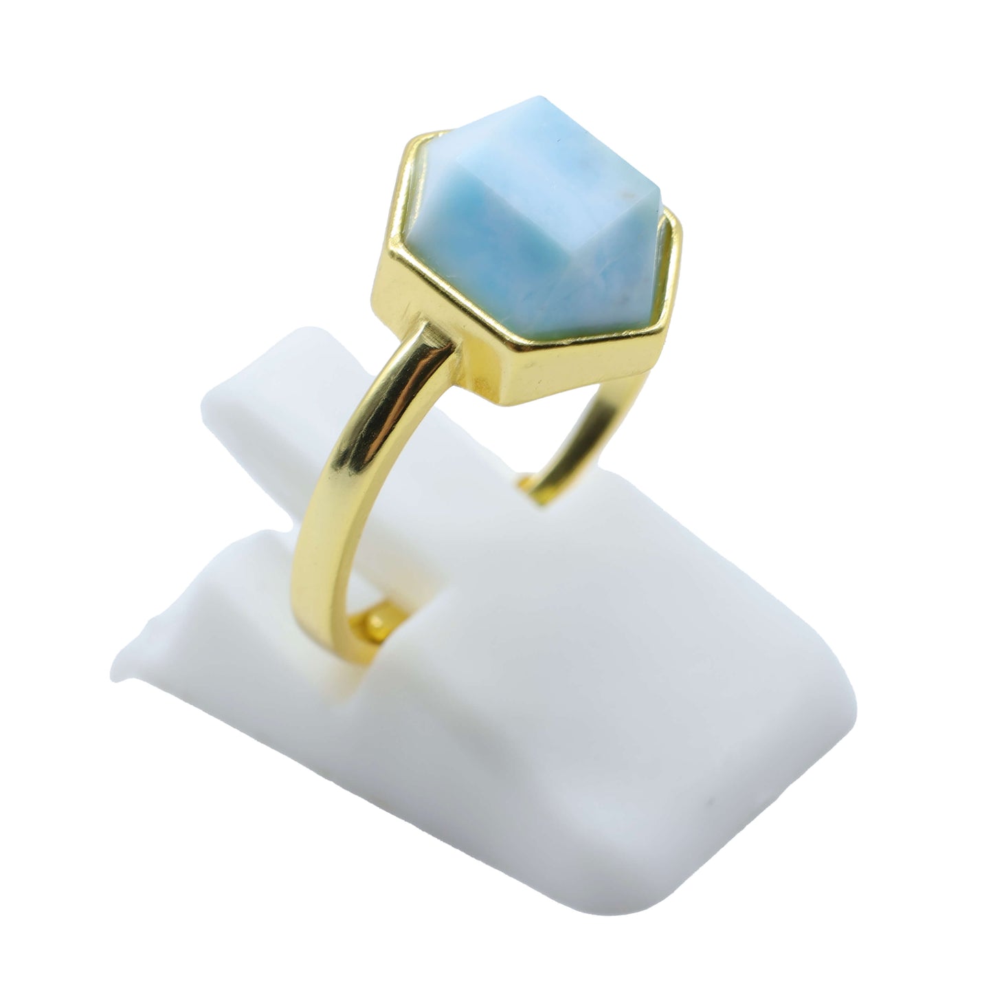 Bague Hexagonale Argent 925 Plaquée Or