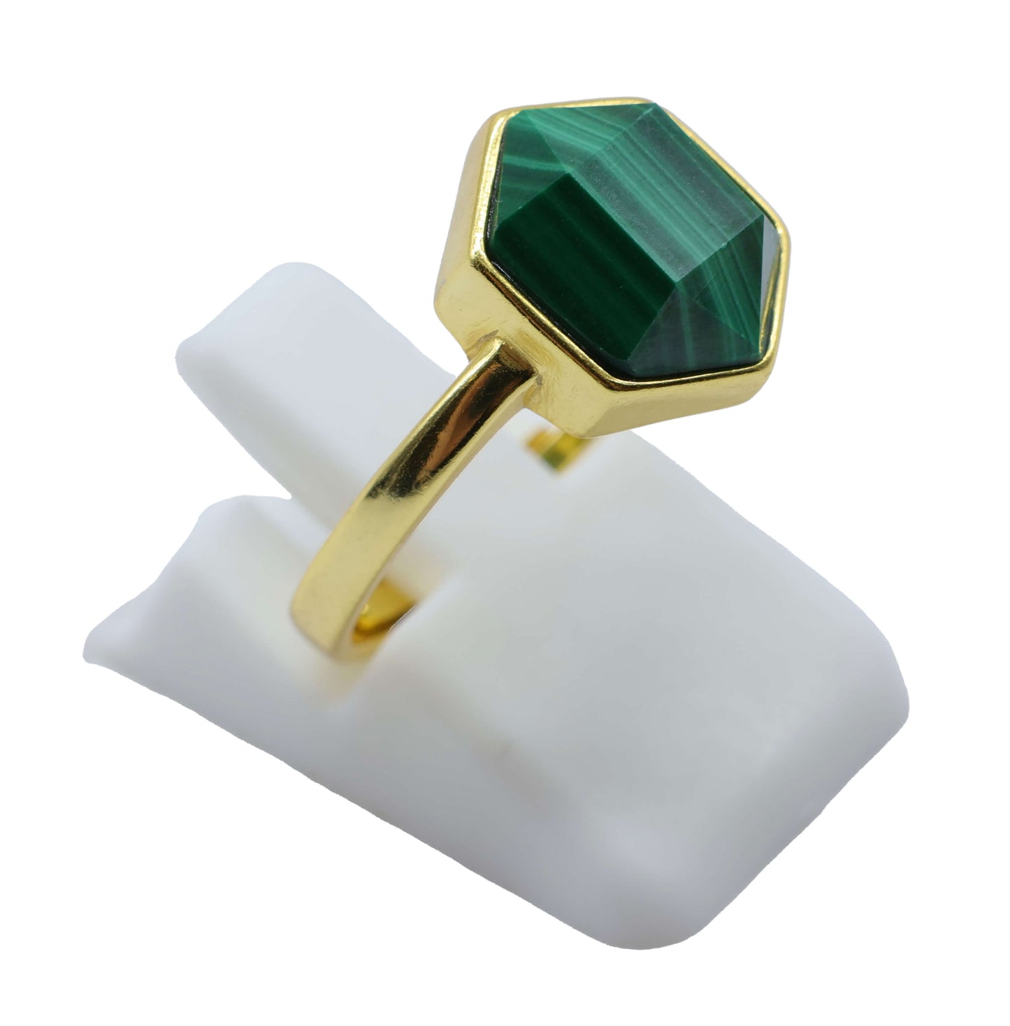 Bague Hexagonale Argent 925 Plaquée Or