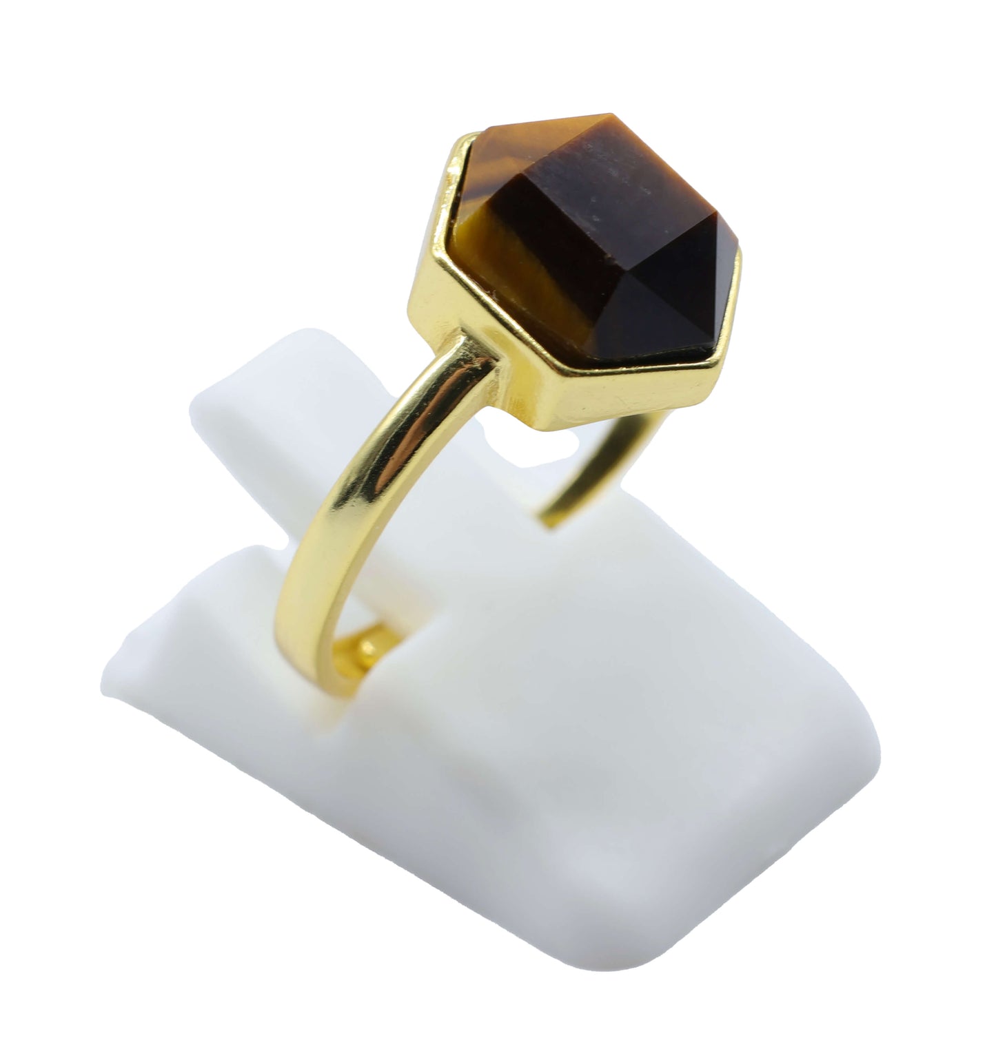 Bague Hexagonale Argent 925 Plaquée Or