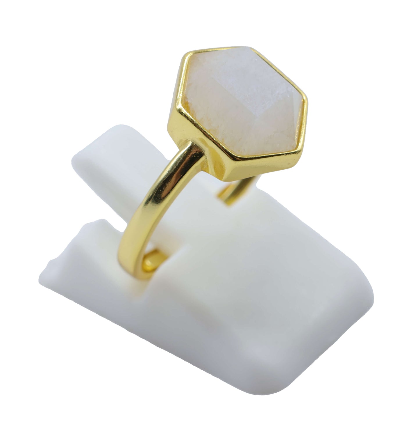 Bague Hexagonale Argent 925 Plaquée Or