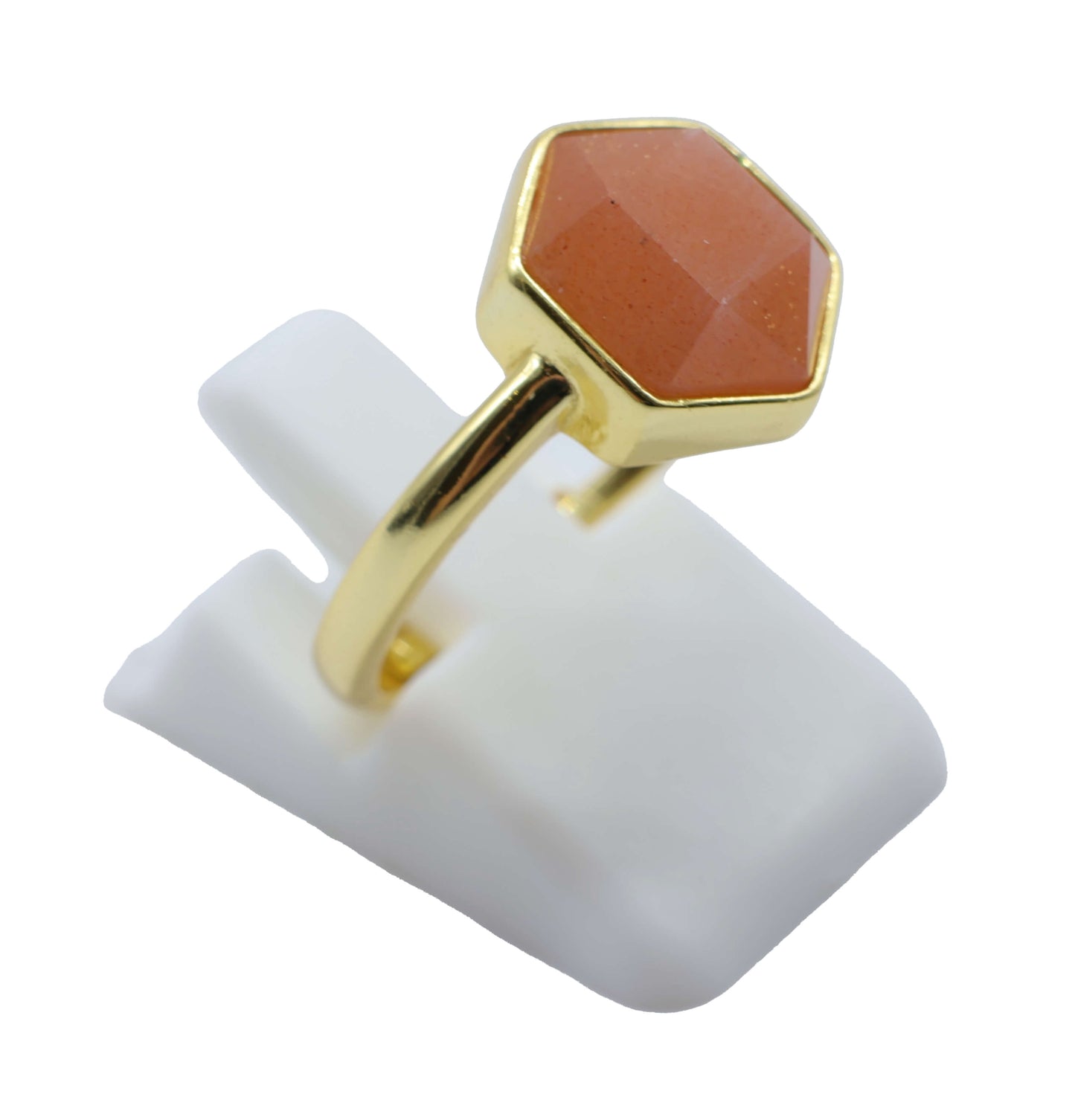 Bague Hexagonale Argent 925 Plaquée Or