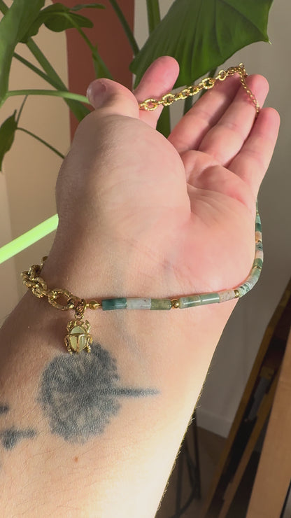 Collier Ankhéa Agate Indienne et Aventurine verte