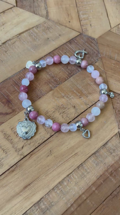 Bracelet breloques cœur argentées