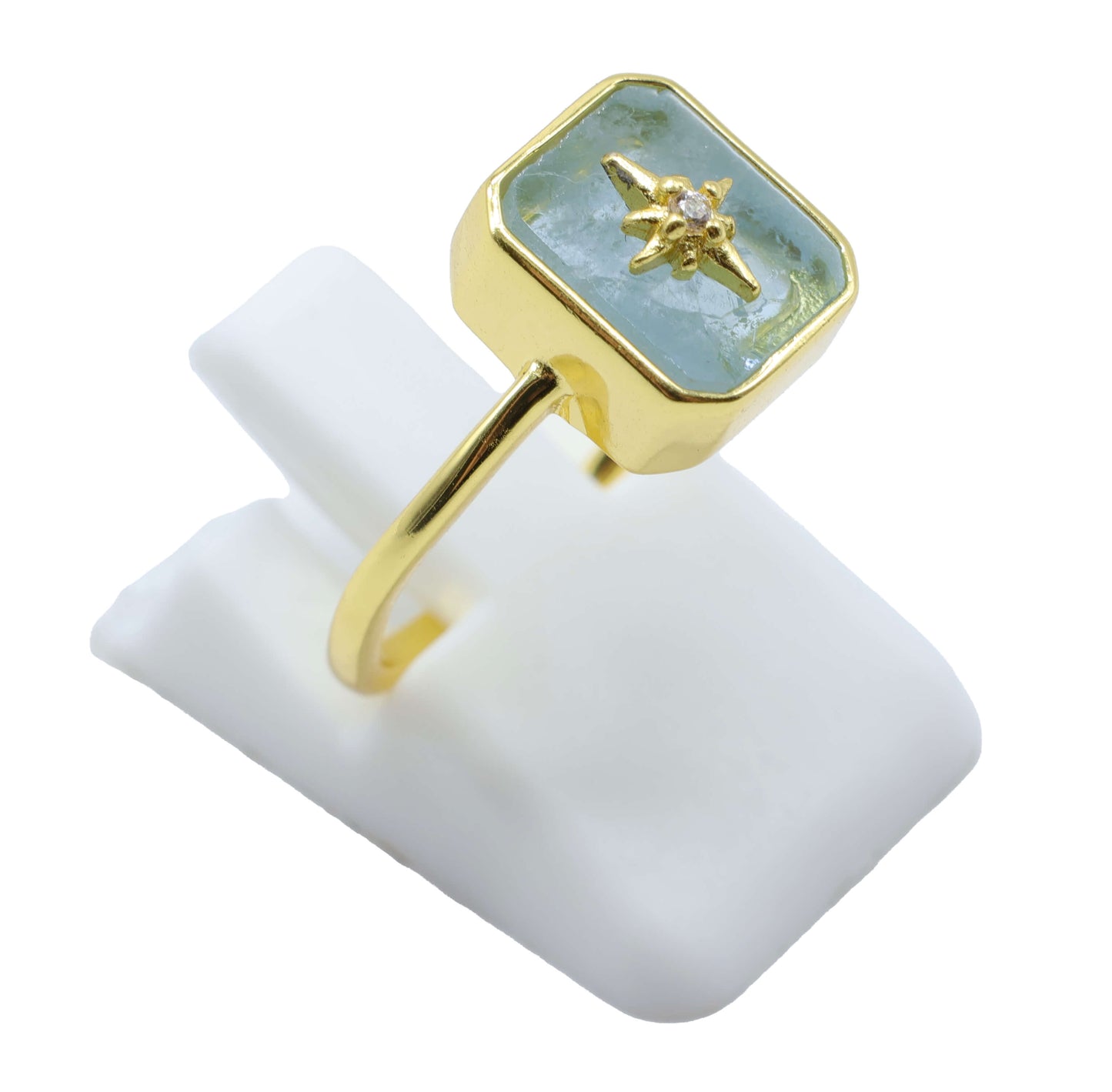 Bague Rectangle Charm Argent 925 Plaquée Or