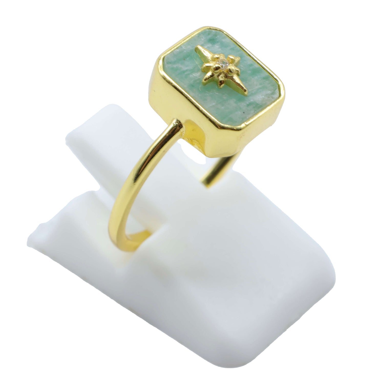 Bague Rectangle Charm Argent 925 Plaquée Or