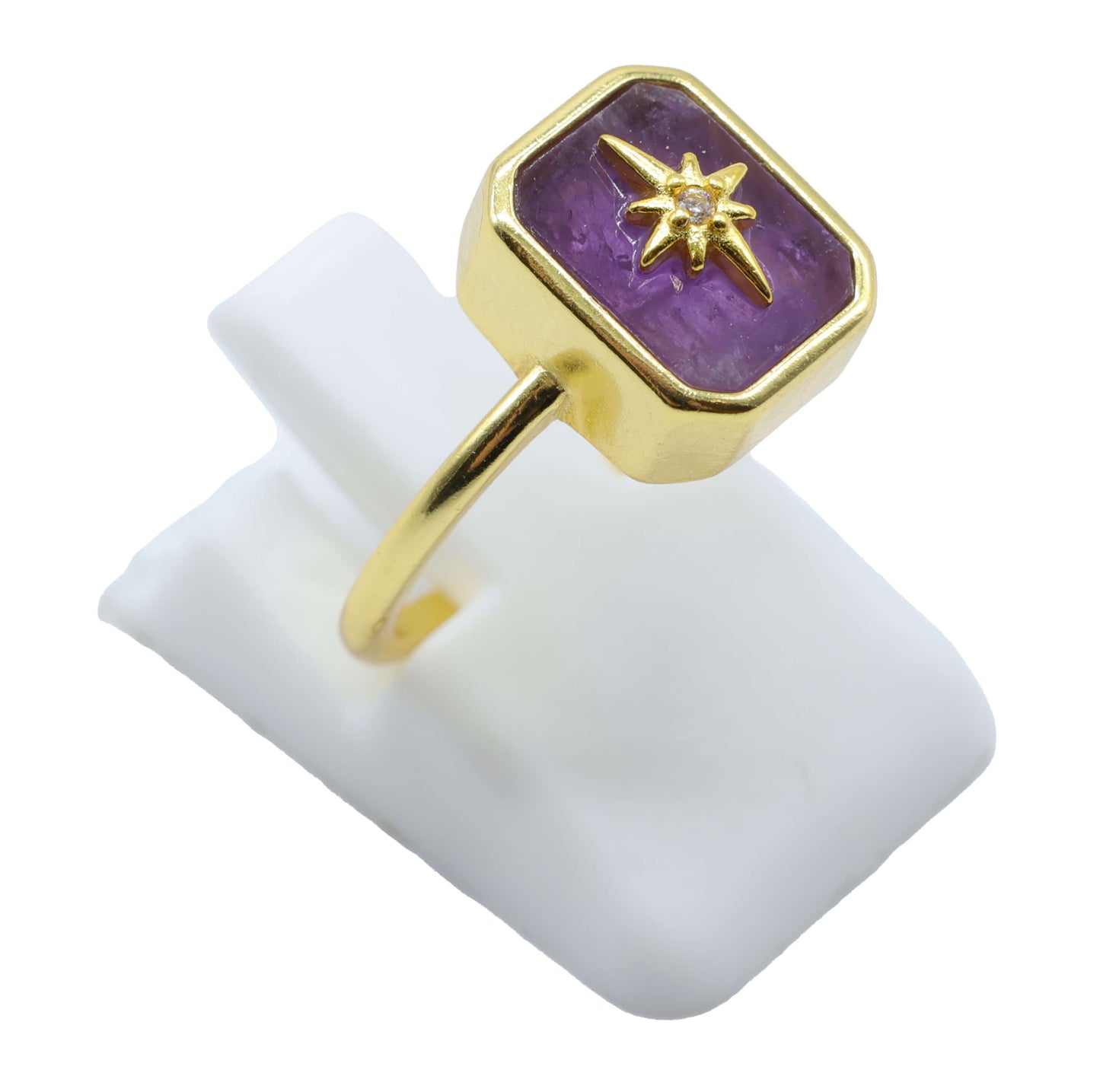 Bague Rectangle Charm Argent 925 Plaquée Or