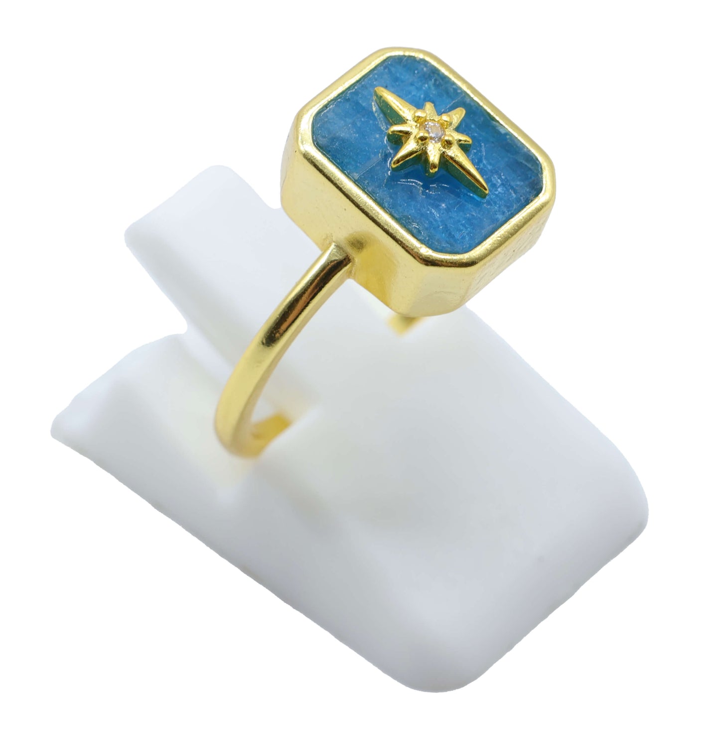 Bague Rectangle Charm Argent 925 Plaquée Or