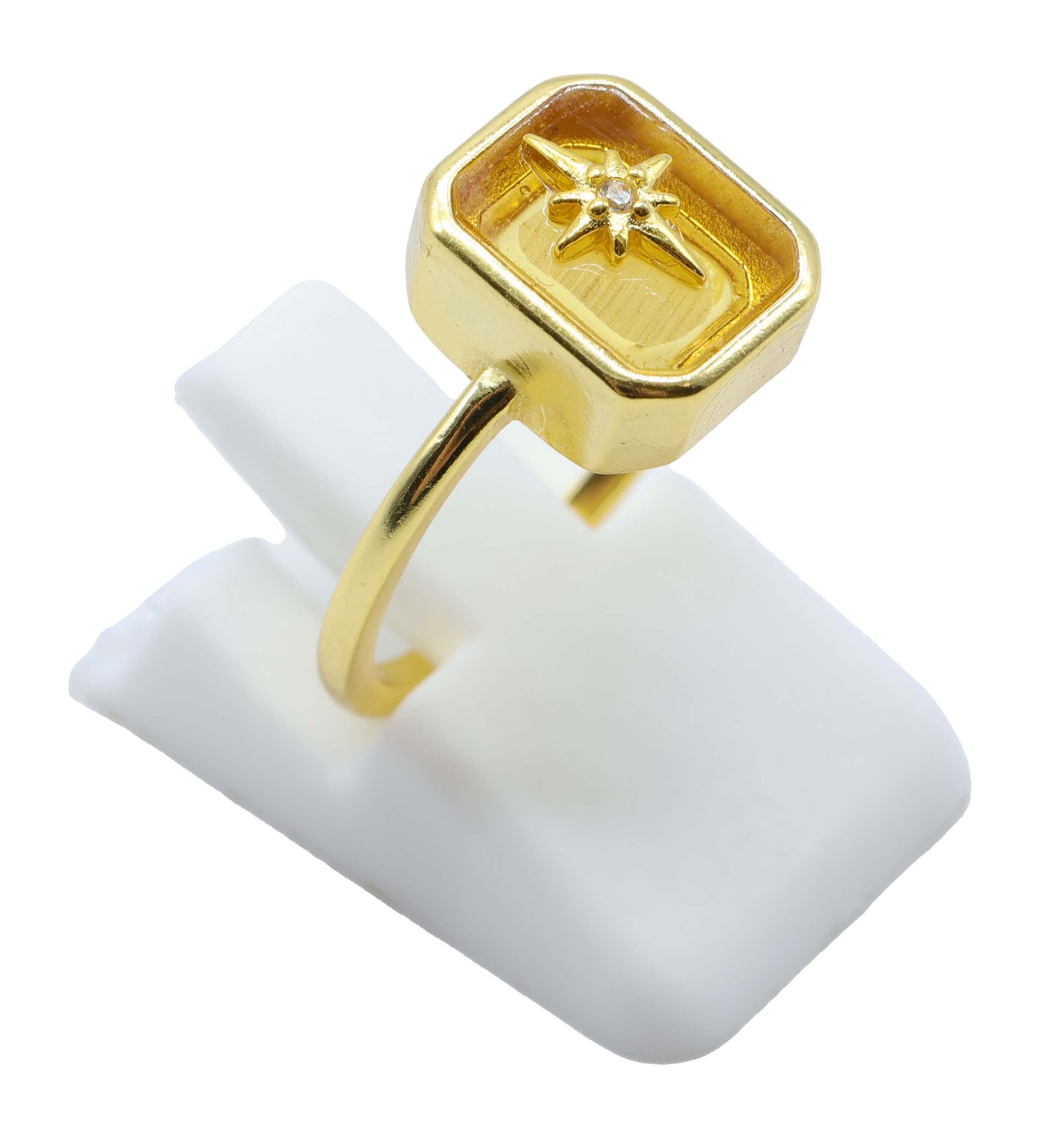 Bague Rectangle Charm Argent 925 Plaquée Or
