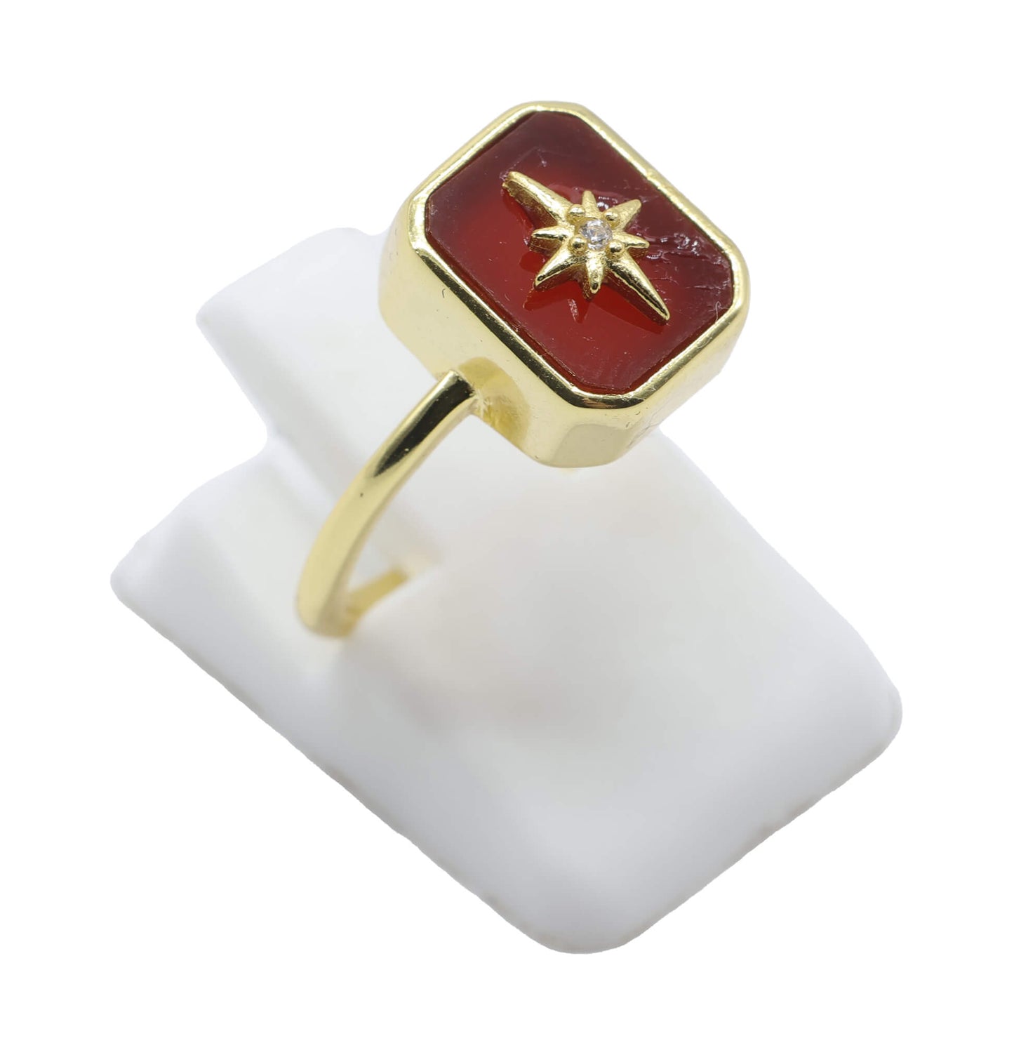 Bague Rectangle Charm Argent 925 Plaquée Or