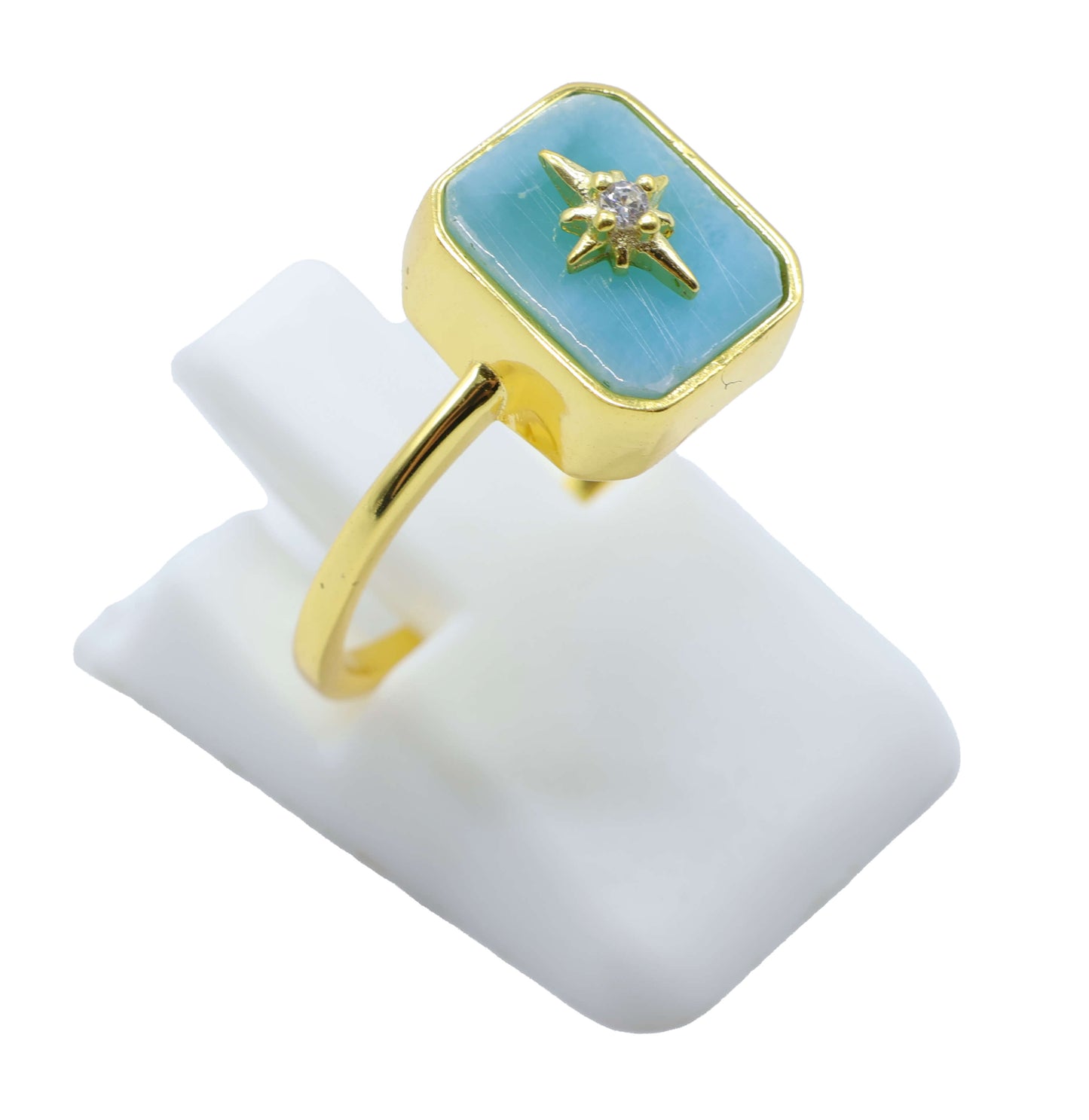 Bague Rectangle Charm Argent 925 Plaquée Or