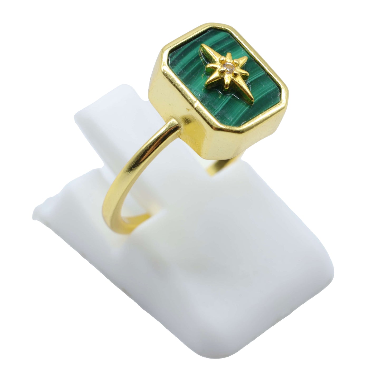 Bague Rectangle Charm Argent 925 Plaquée Or