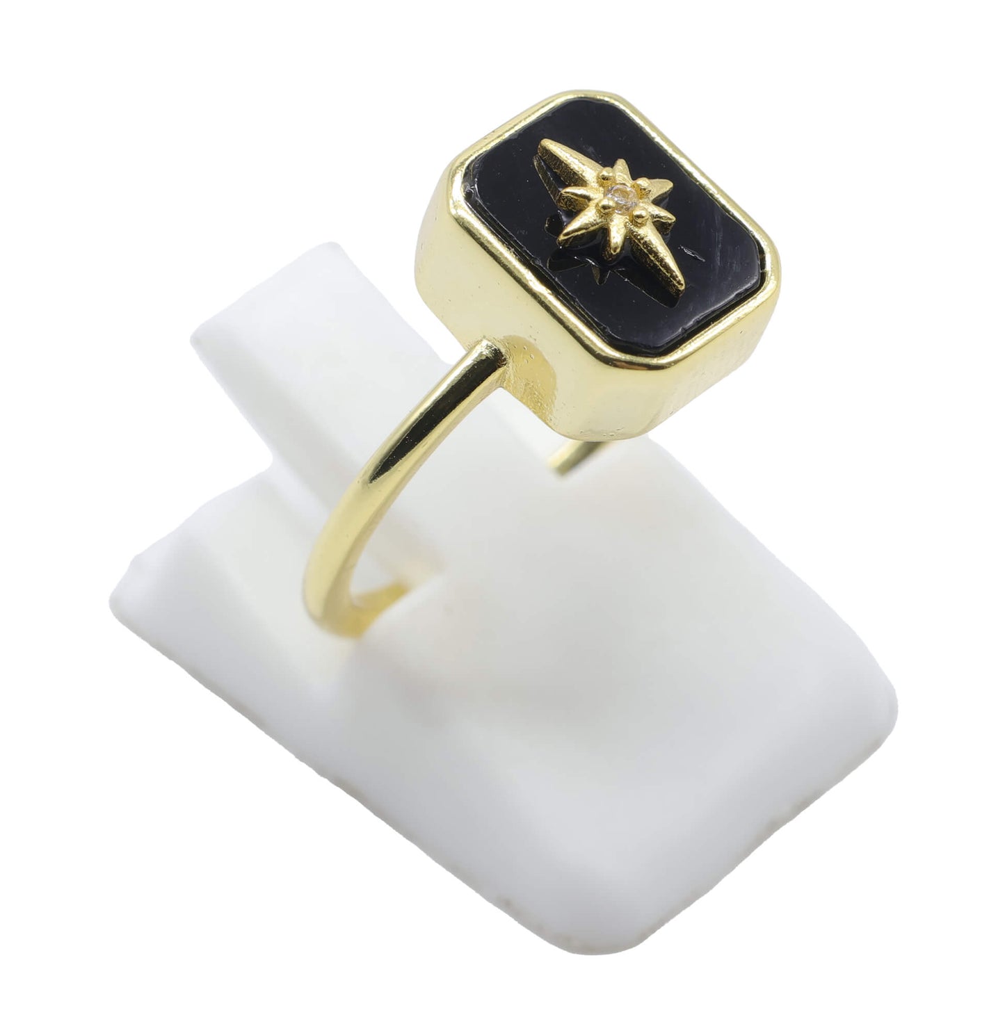 Bague Rectangle Charm Argent 925 Plaquée Or
