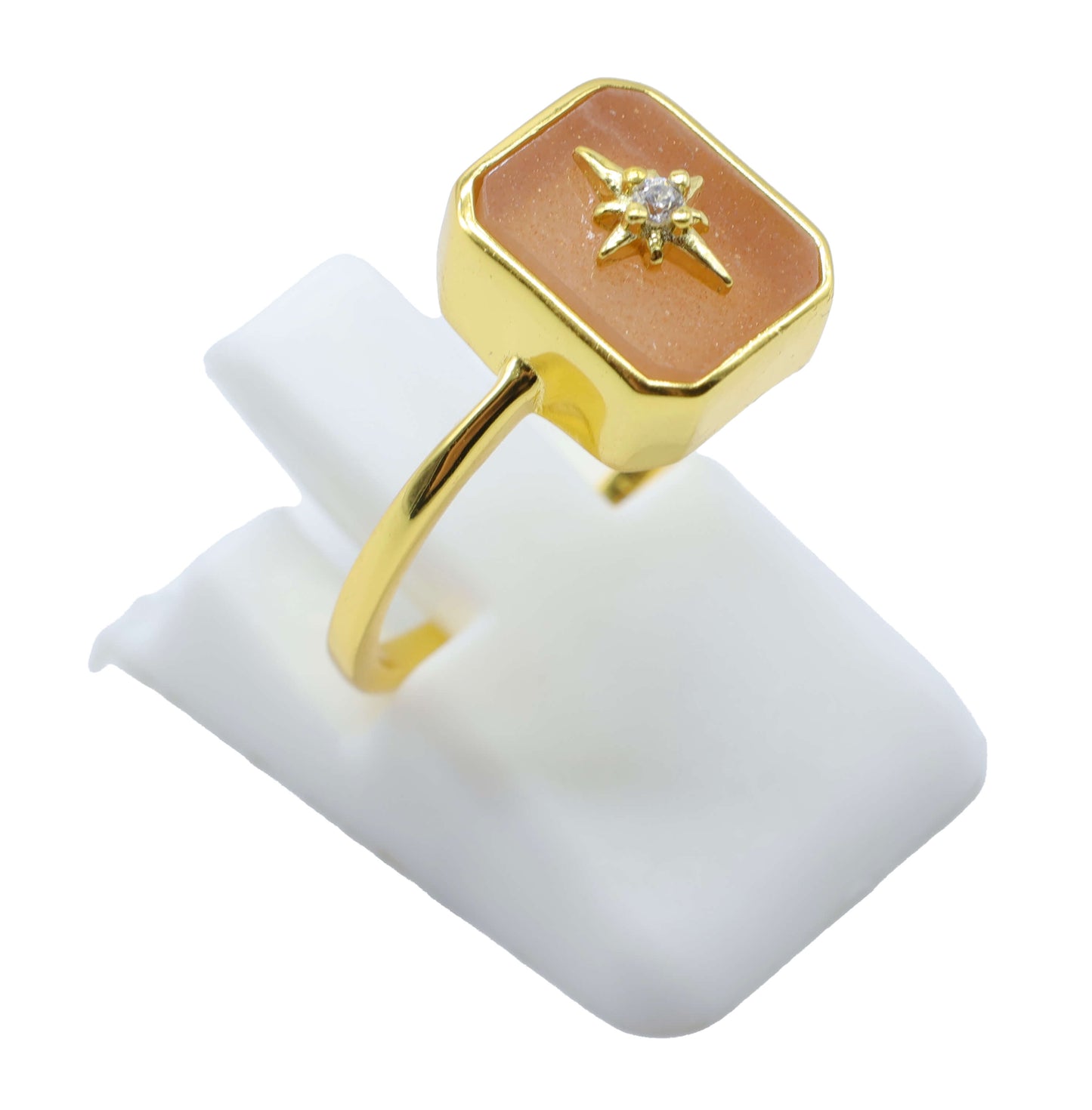 Bague Rectangle Charm Argent 925 Plaquée Or