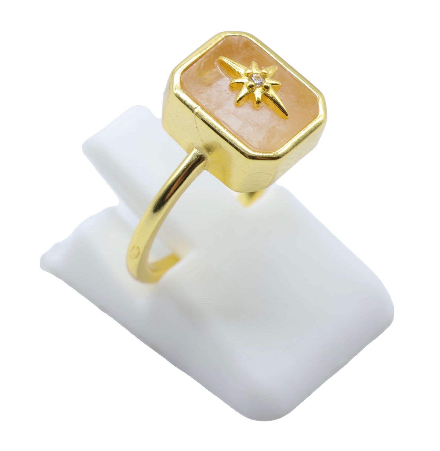 Bague Rectangle Charm Argent 925 Plaquée Or